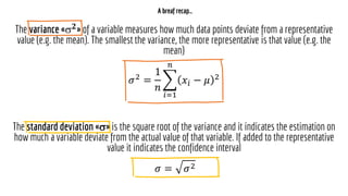 𝟐

𝜎2
=
1
𝑛
෍
𝑖=1
𝑛
𝑥𝑖 − 𝜇 2
𝜎 = 𝜎2
 