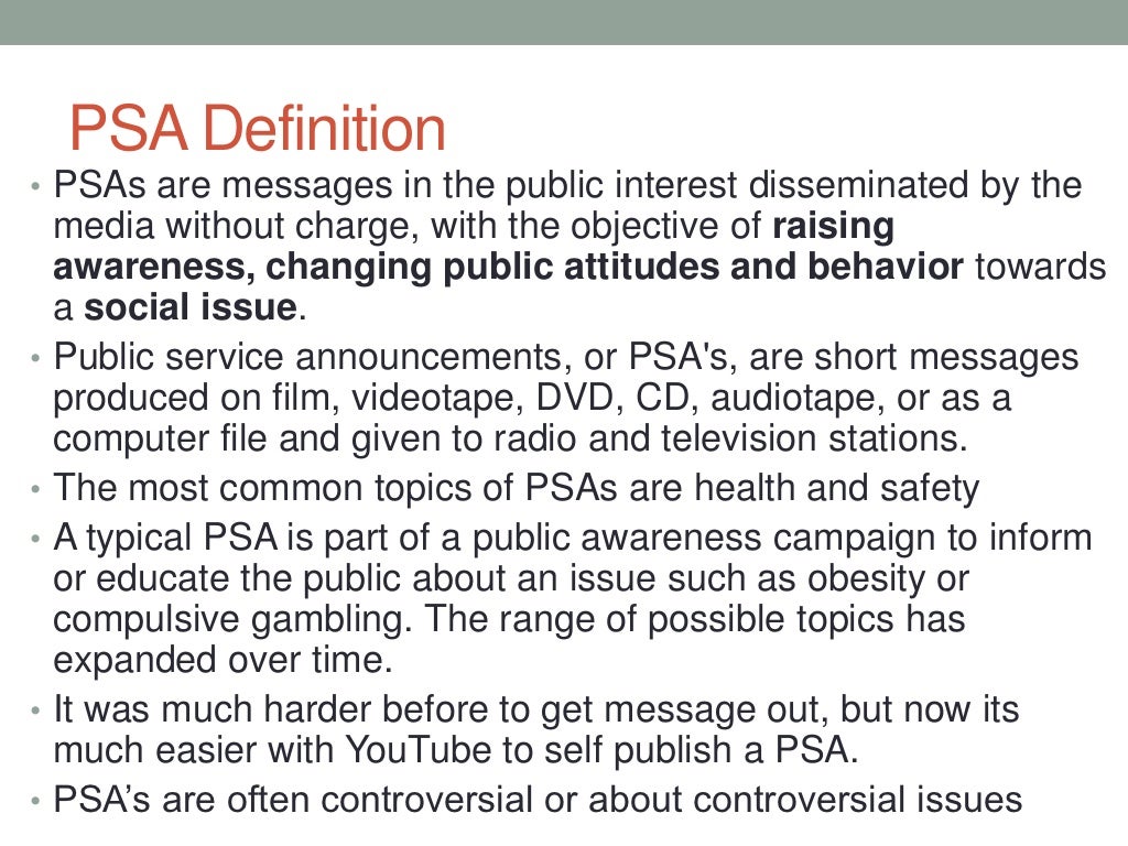 Introduction to making psa’s