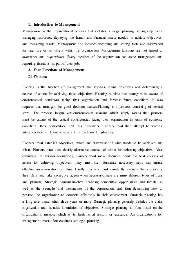 Introduction to management