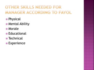  Physical
 Mental Ability
 Morale
 Educational
 Technical
 Experience
 