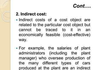 Introduction to management accounting, cost concepts and classification ...