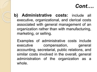 Introduction to management accounting, cost concepts and classification ...