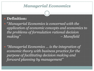 Introduction to managerial economics | PPTX