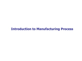 Introduction to Manufacturing Process
 