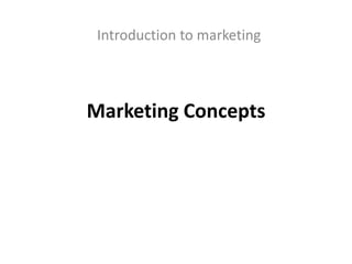 Marketing Concepts
Introduction to marketing
 
