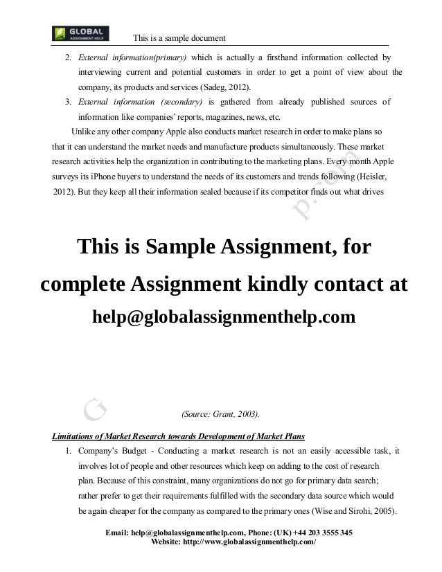 marketing assignment sample