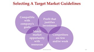 Selecting A Target Market Guidelines
Compatible
with
company’s
goals
Match
market
opportunity
with
resources
Profit that
justifies
investment
Competitors
are few
and/or weak
Ahmed Ghoniem 153
 