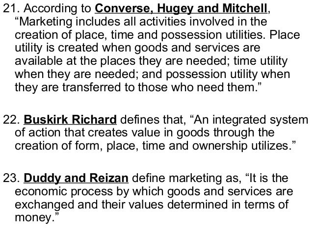 introduction to marketing management and definition of marketing form utility definition