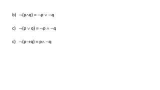 b) (pq)  p  q
c) (p  q)  p  q
c) (pq)  p q
 