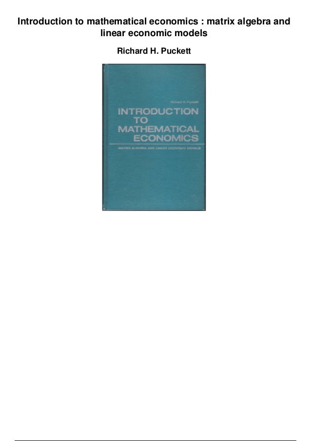 Introduction to mathematical economics matrix algebra and linear