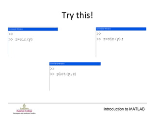 Introduction to MATLAB
Try this!
 