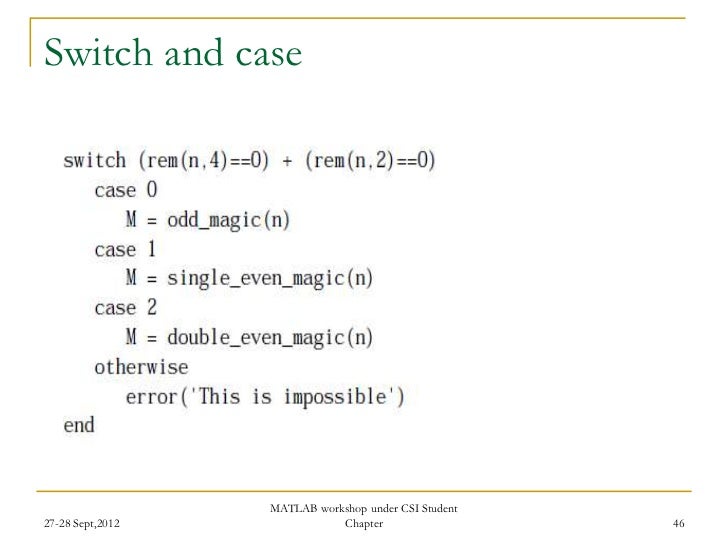matlab switch case matlab switch case
