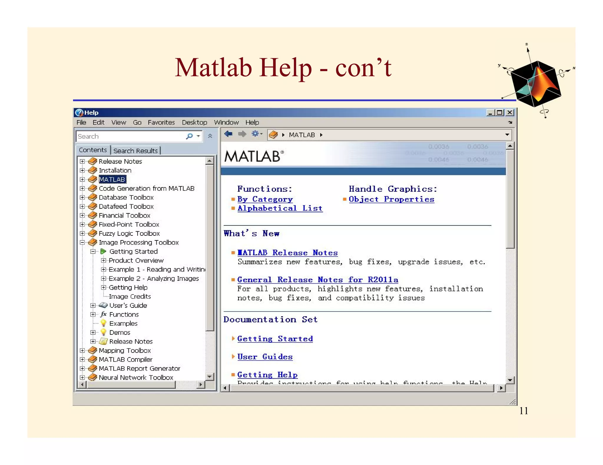 Matlab Help - con’t




                      11
 