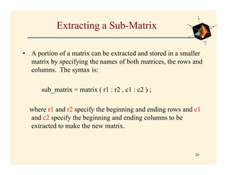 Matrix Subtest Examples Introduction to matlab | PDF