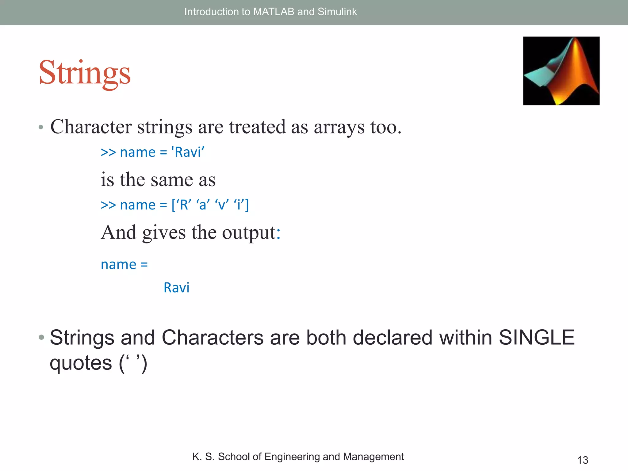 Introduction to MATLAB | PPTX