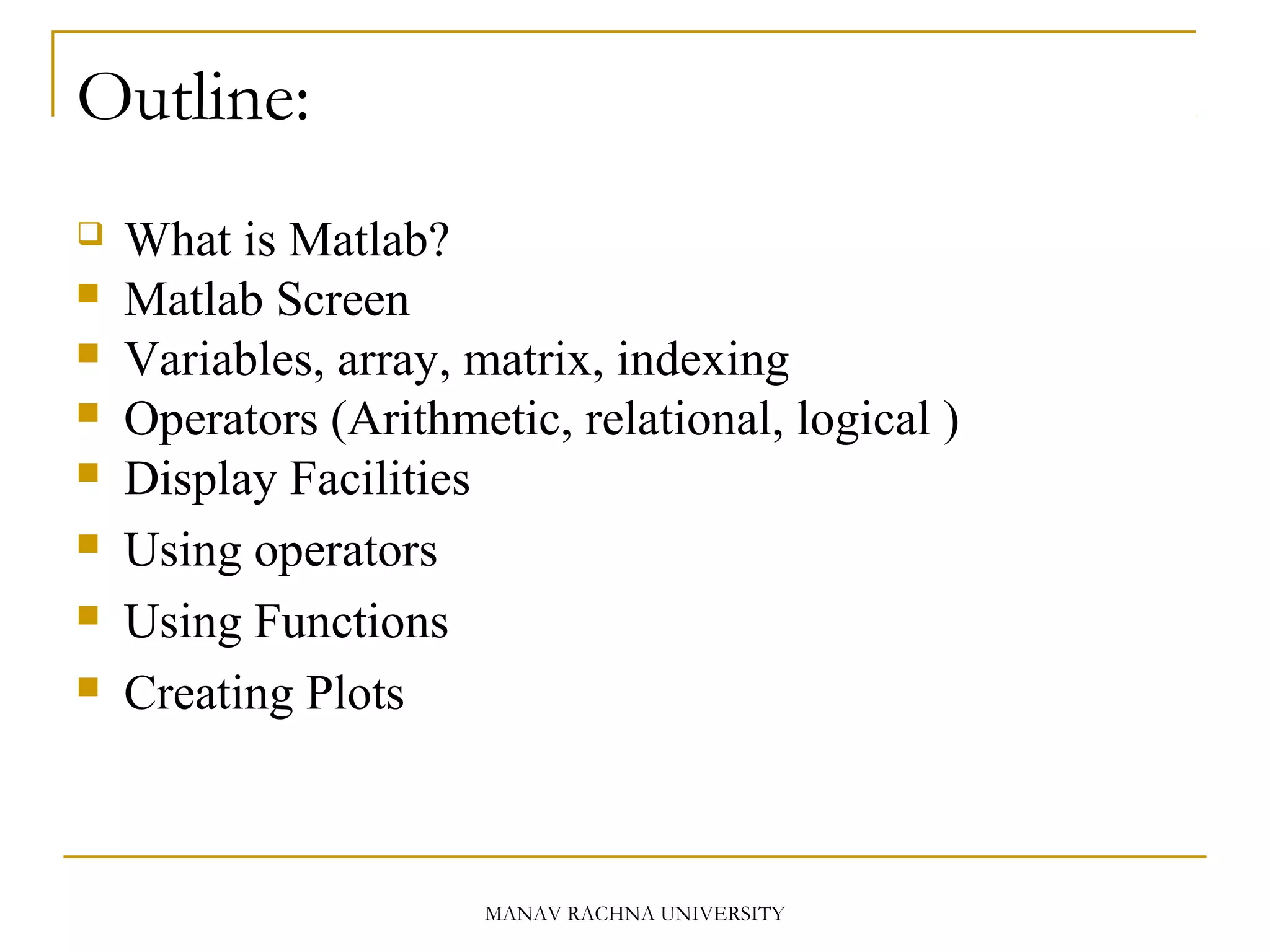 Introduction to Matlab | PPT