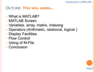 Introduction to matlab | PPTX