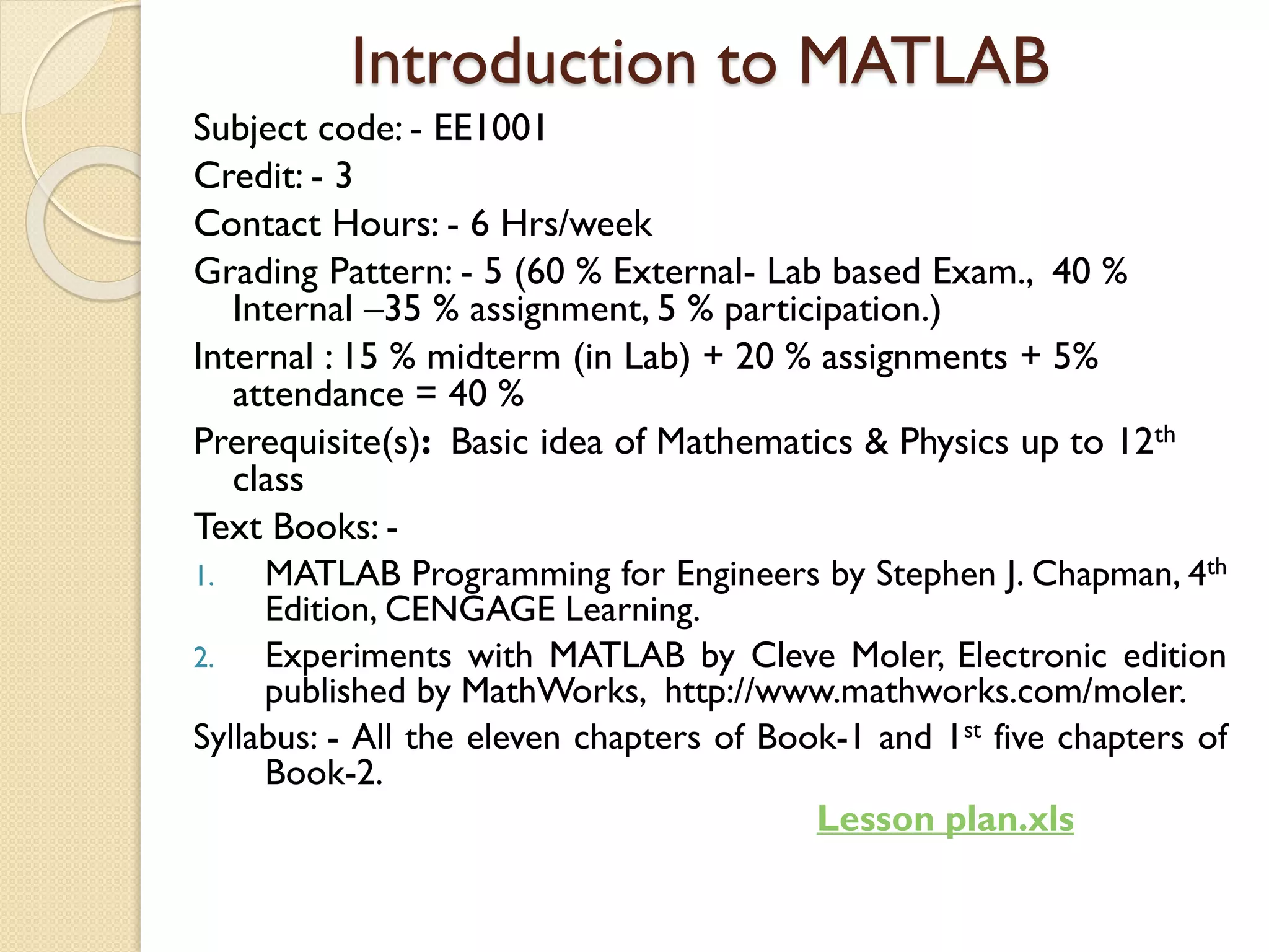 Introduction to matlab | PPT