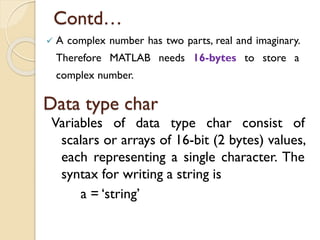 Matlab Complex Array Introduction to matlab | PDF