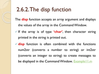 Num2str Example Introduction to matlab | PDF