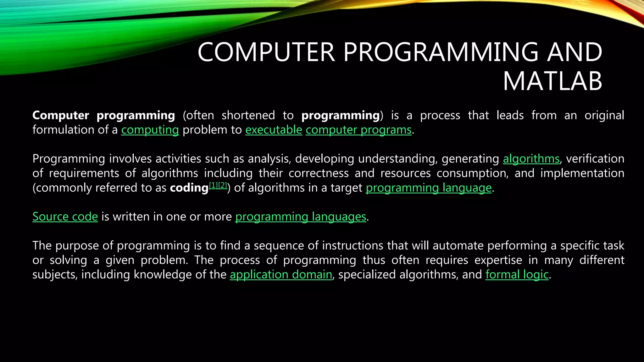 Introduction to matlab for medical doctors and biologists (call slides ...