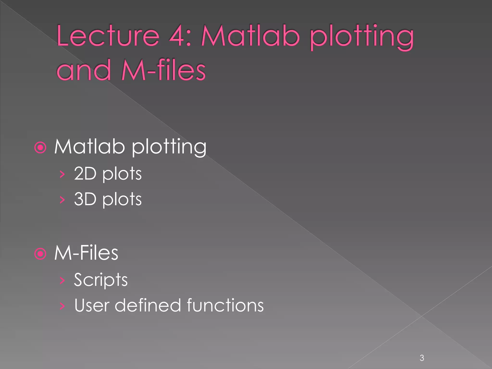 Matlab plotting › 2D plots › 3D plots  M-Files › Scripts › User defined functions 3 