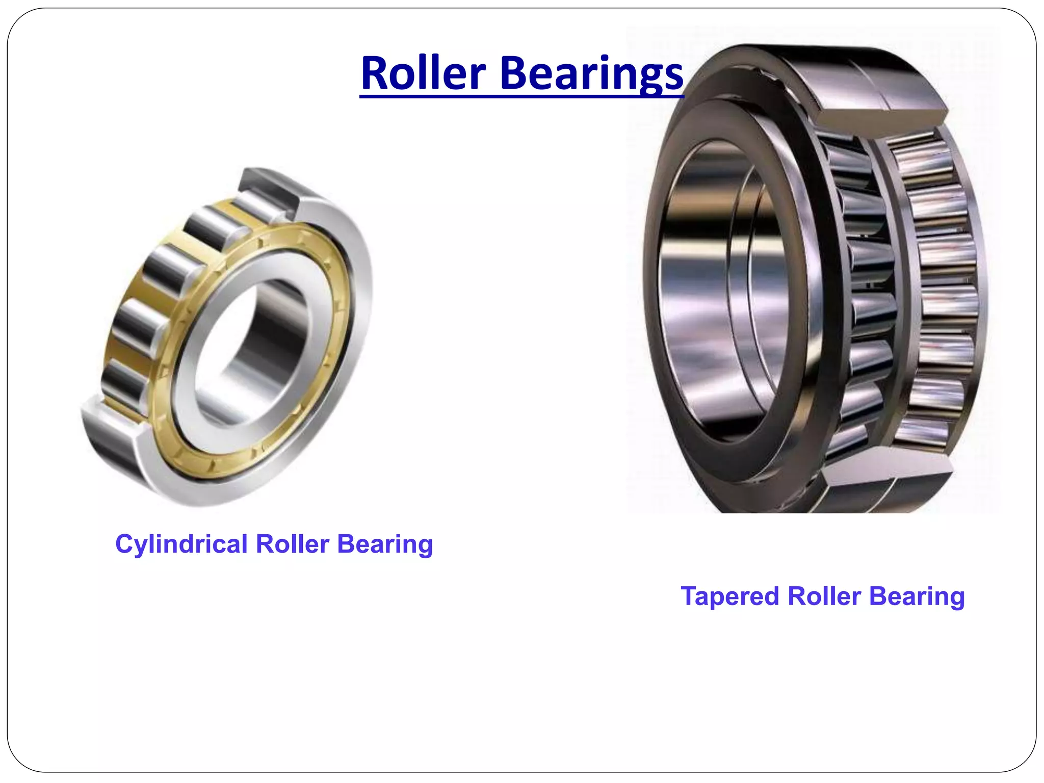 Tapered Roller Bearing
Cylindrical Roller Bearing
Roller Bearings
 