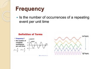 Frequency
 Is the number of occurrences of a repeating
event per unit time
 