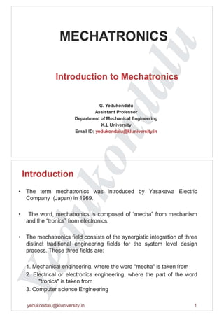 Introduction to mechatronics