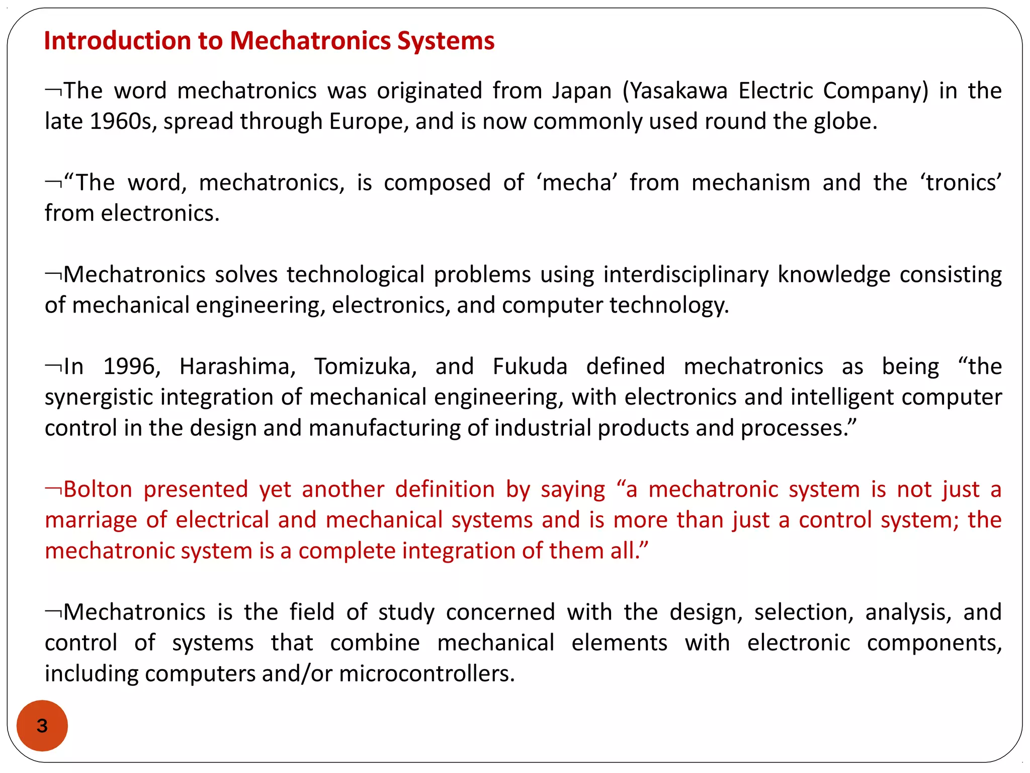 INTRODUCTION TO MECHATRONICS | PPTX