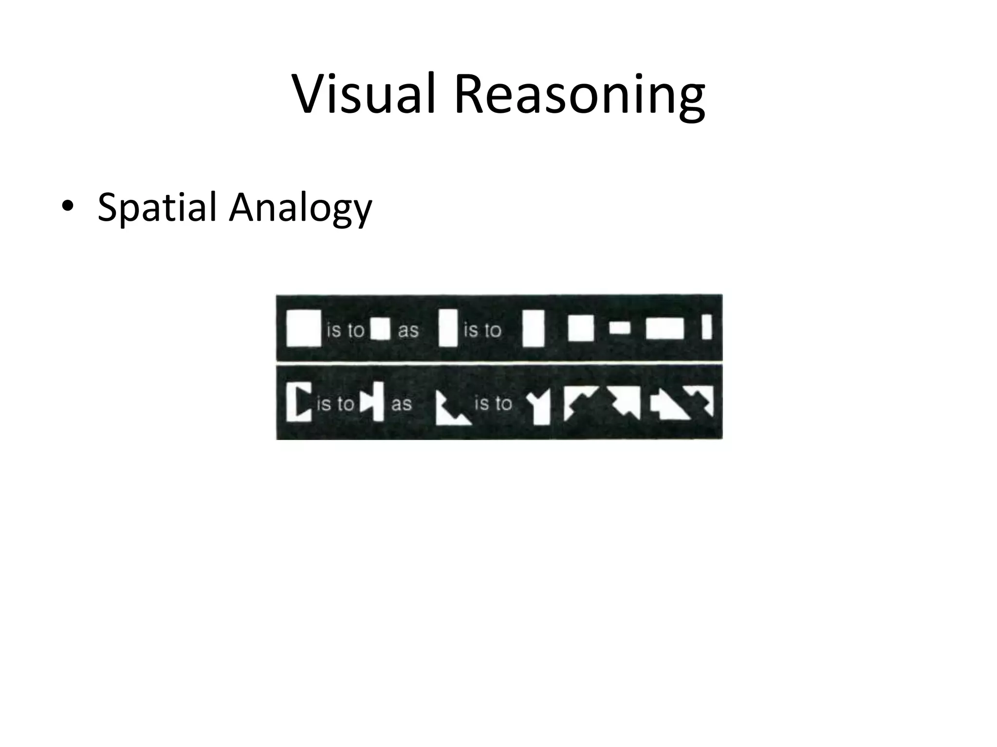 Visual Reasoning
• Spatial Analogy
 