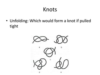 Knots
• Unfolding: Which would form a knot if pulled
  tight
 
