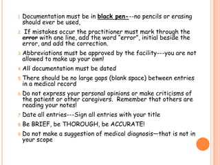 Documented Correction Note Introduction to Medical records and Documentation revised 01-13 | PPTX