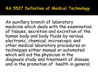 Introduction to medical technology chapter 1 | PPTX