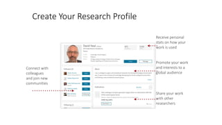 Create Your Research Profile
Connect with
colleagues
and join new
communities
Share your work
with other
researchers
Promo...