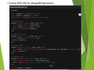 🔸 Create REST API for MongoDB Operations
 