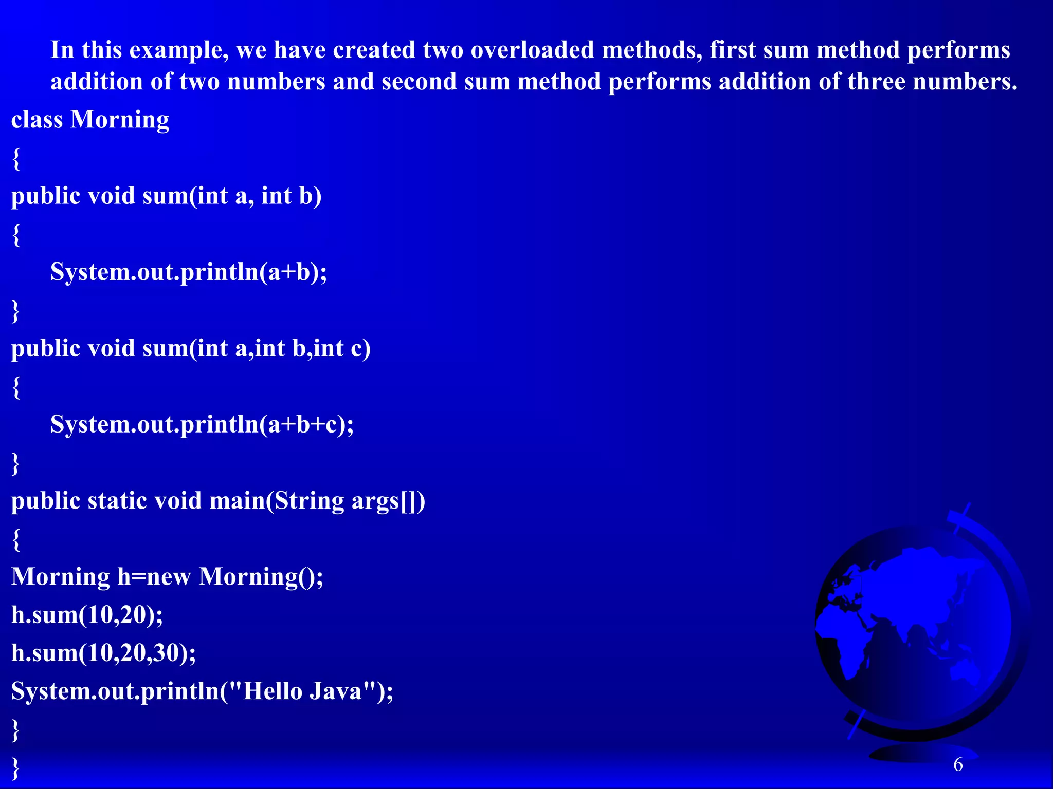 Introduction to method overloading & method overriding in java hdm | PPT