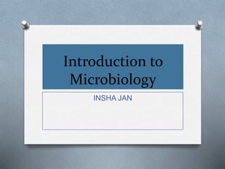 Introduction to
Microbiology
INSHA JAN
 
