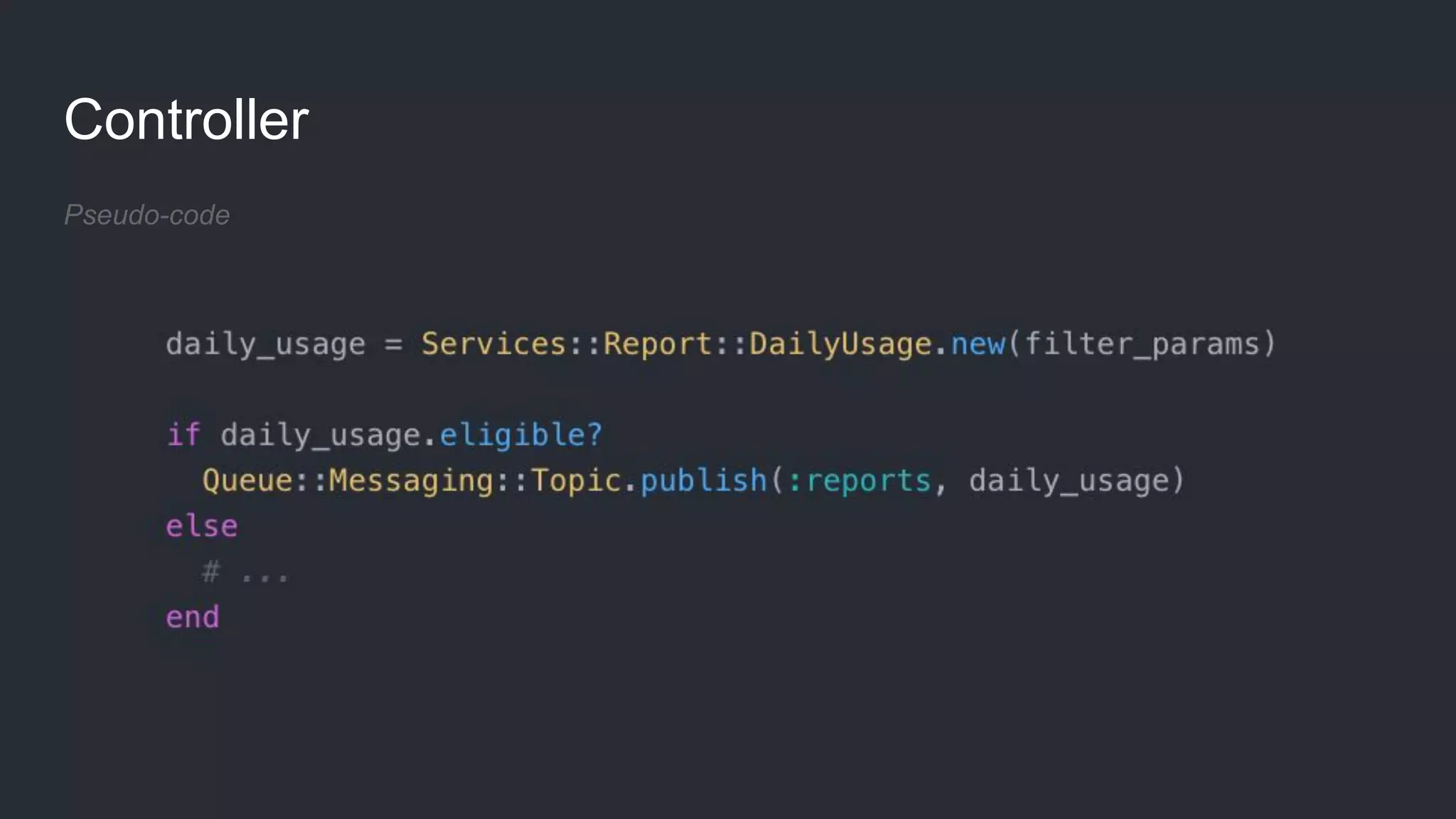 Controller
Pseudo-code
 