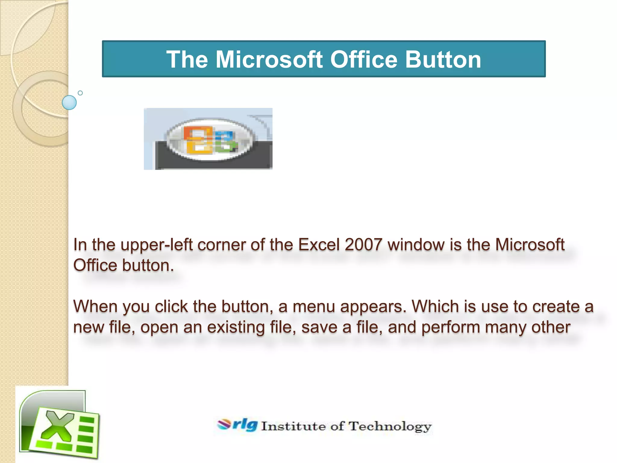 Introduction to microsoft excel 2007 | PPTX | Computing | Technology ...