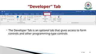 Word Developer Controls Comprehensive Introduction to Microsoft Word Features and Usage | PPTX