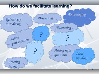How do we facilitate learning?
                                           Encouraging
Effectively          Discussing
intr...