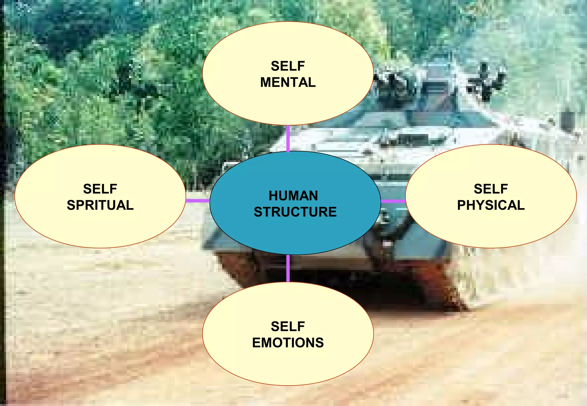 SELF
           MENTAL




  SELF                   SELF
             HUMAN
SPRITUAL               PHYSICAL
           STRUCTURE




             SELF
           EMOTIONS
 