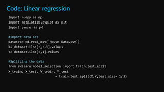 Code: Linear regression
#import data set
#Splitting the data
 