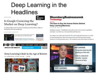 Deep Learning in the
Headlines
15
 