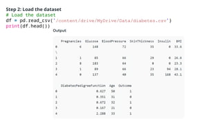 Step 2: Load the dataset
# Load the dataset
df = pd.read_csv('/content/drive/MyDrive/Data/diabetes.csv')
print(df.head())
 