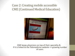 AcknowledgementsThis work is a result of the collaboration between the eLearning teams ofITM, Antwerp and the IMTAvH, LimaB. Castillo Llaque, L. Fucay, C. Kiyan, D. Iglesias, V. Suarez, J. Echevarria Z., E. Llacsahuanga, M. Zolfo, L. Lynen, and I. de Waard. Thank you!This project was supported byREACH-Tibotec 2008, Educational Grant