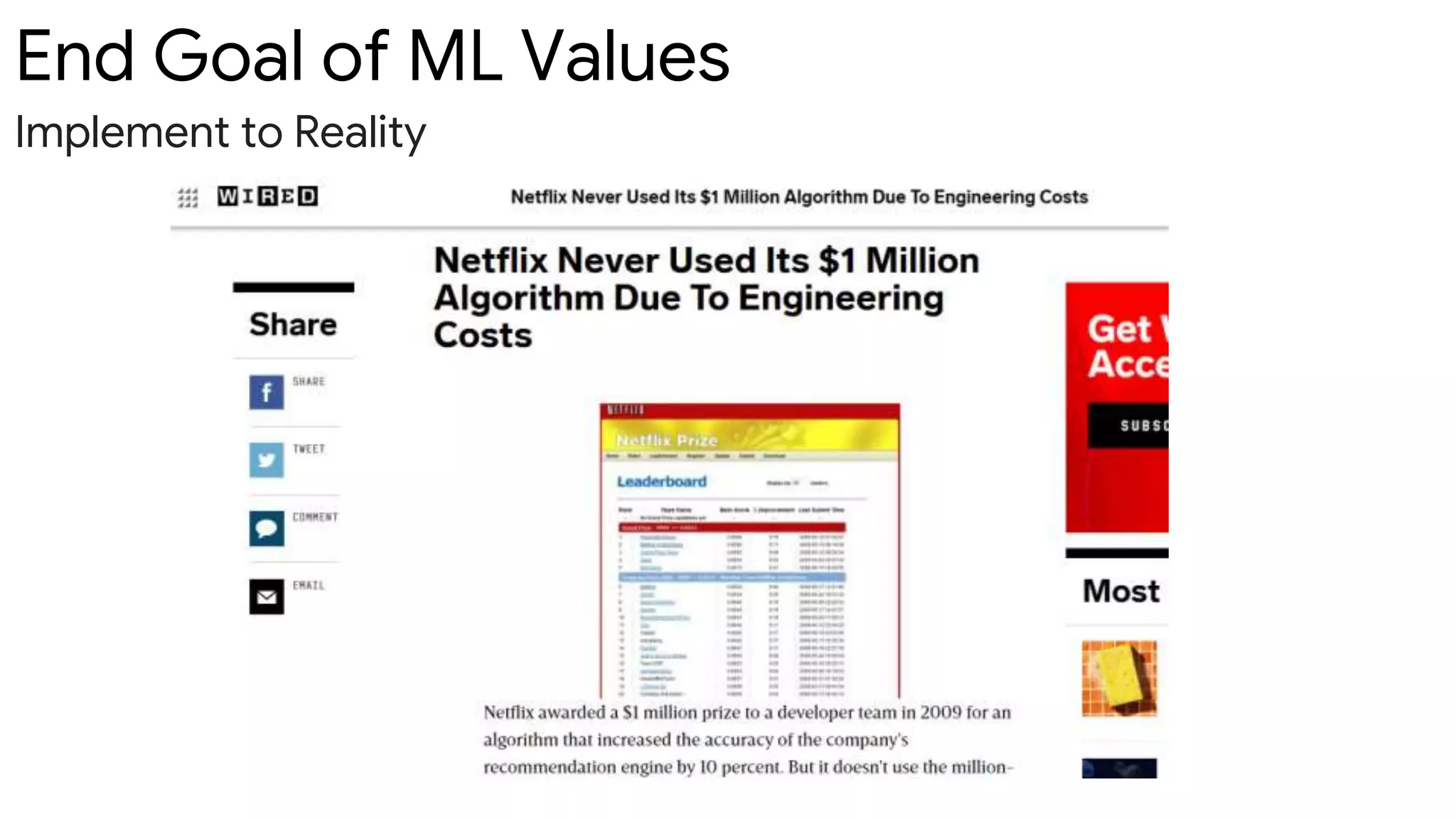 End Goal of ML Values
Implement to Reality
 