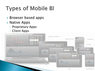    Browser based apps
   Native Apps
    ◦ Proprietary Apps
    ◦ Client Apps
 