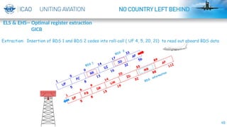 48
ELS & EHS-- Optimal register extraction
GICB
Extraction: Insertion of BDS 1 and BDS 2 codes into roll-call ( UF 4, 5, 20, 21) to read out aboard BDS data
BDS
information
BDS 1
BDS
2
 